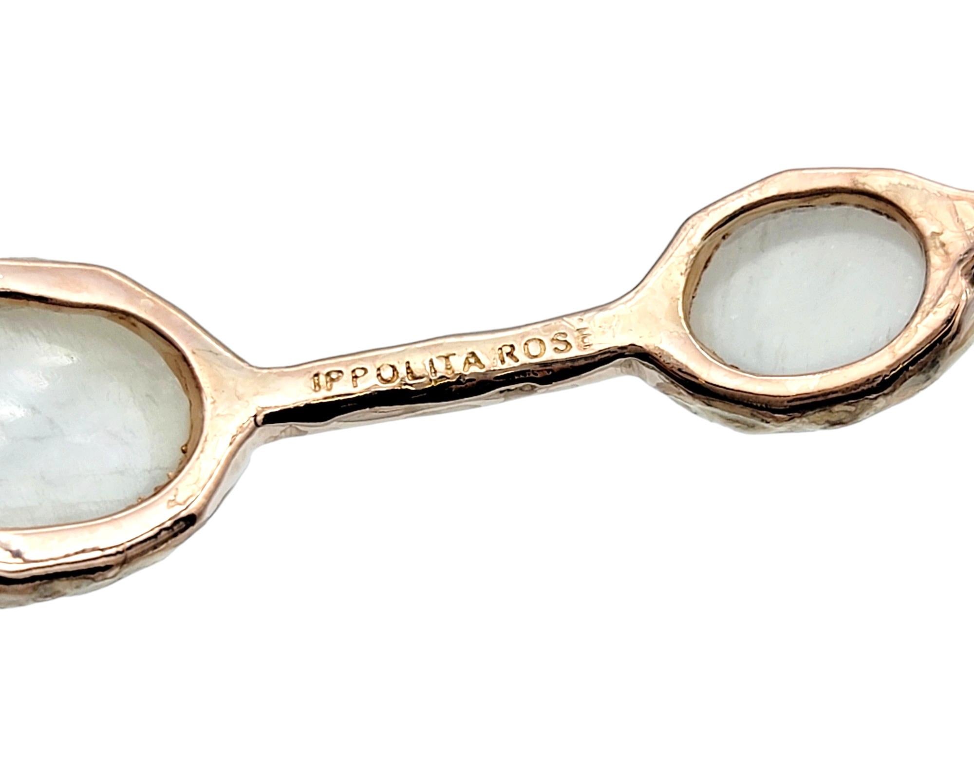 Ippolita Oval Cabochon Moonstone Bangle Bracelet Set in Rose Gold Plated Silver In Good Condition For Sale In Scottsdale, AZ