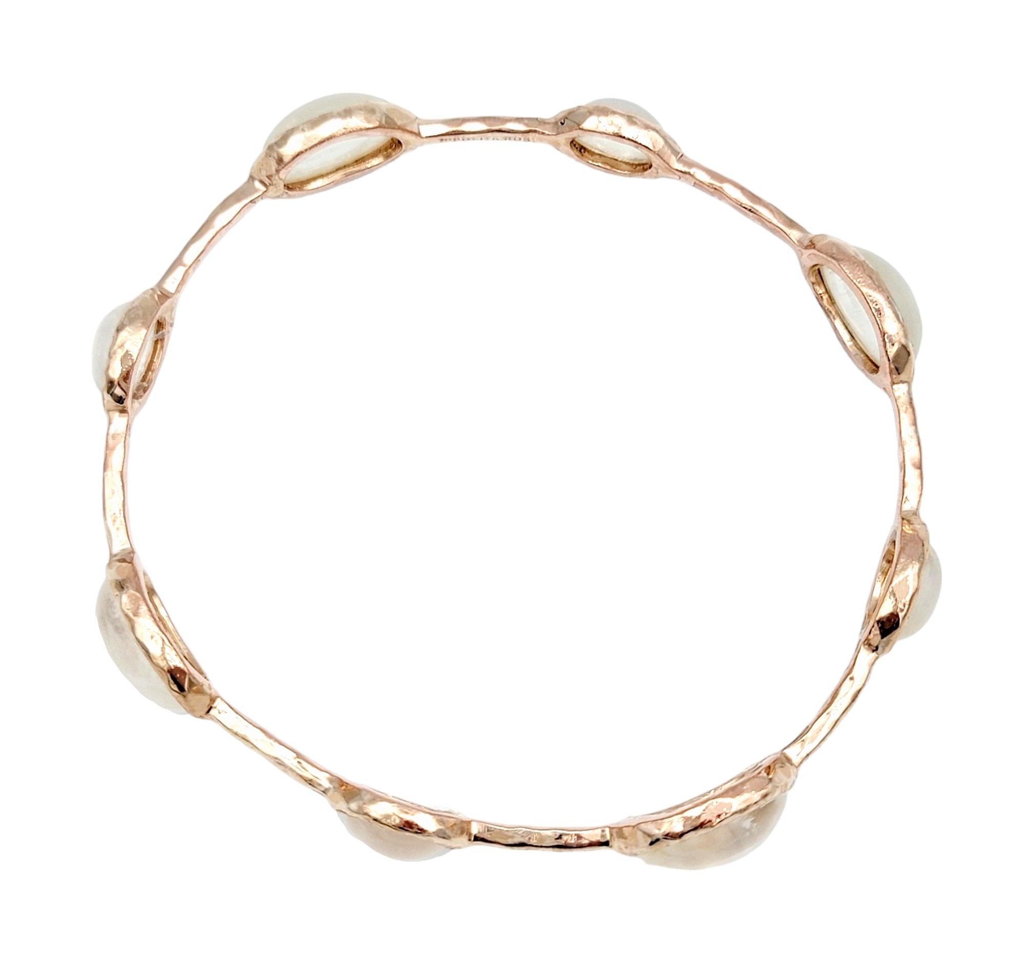Women's Ippolita Oval Cabochon Moonstone Bangle Bracelet Set in Rose Gold Plated Silver For Sale