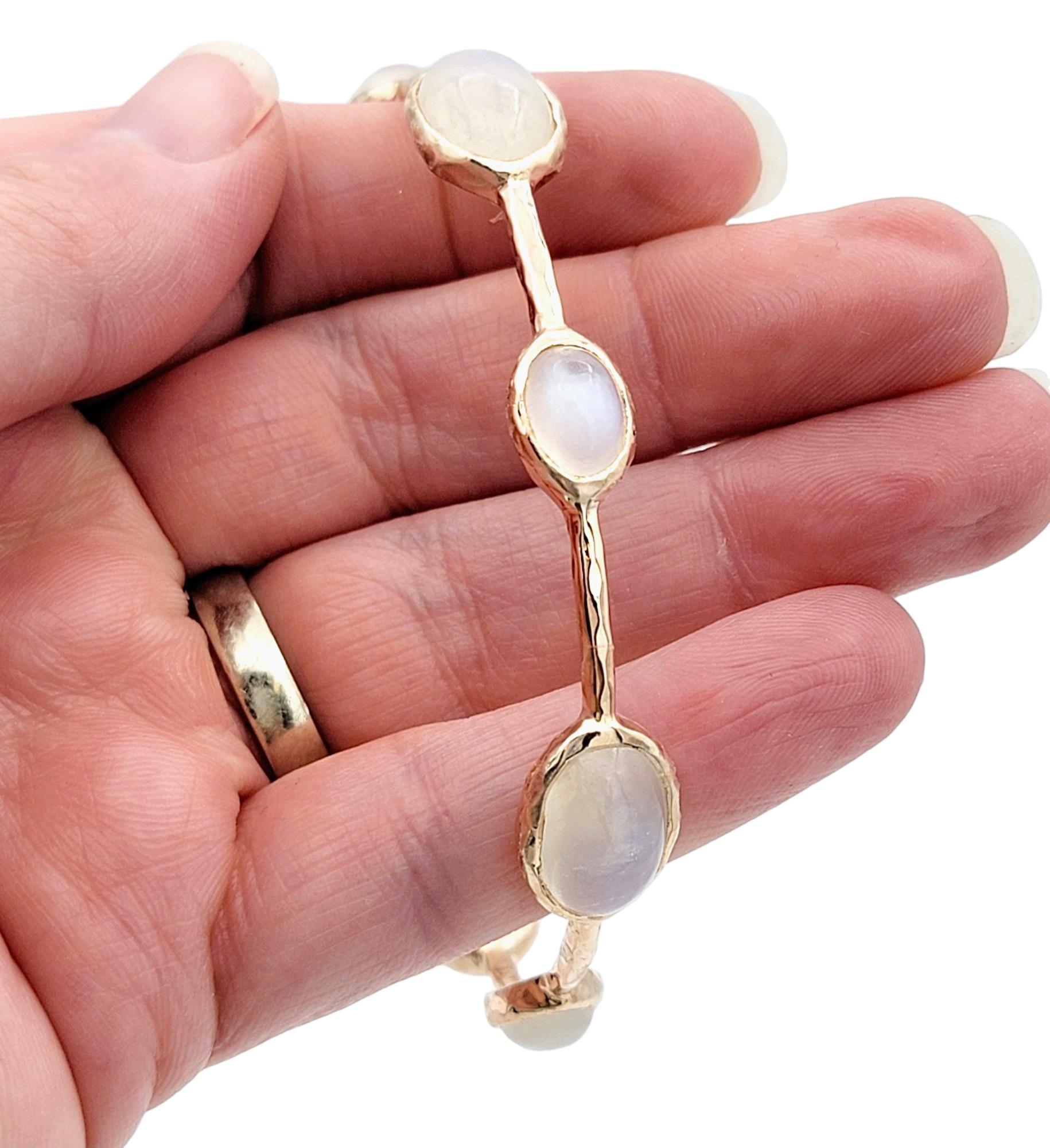 Ippolita Oval Cabochon Moonstone Bangle Bracelet Set in Rose Gold Plated Silver For Sale 1