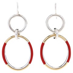 Ippolita Boucles d'oreilles pendantes ovales, rose et argent, longueur 2 pouces 