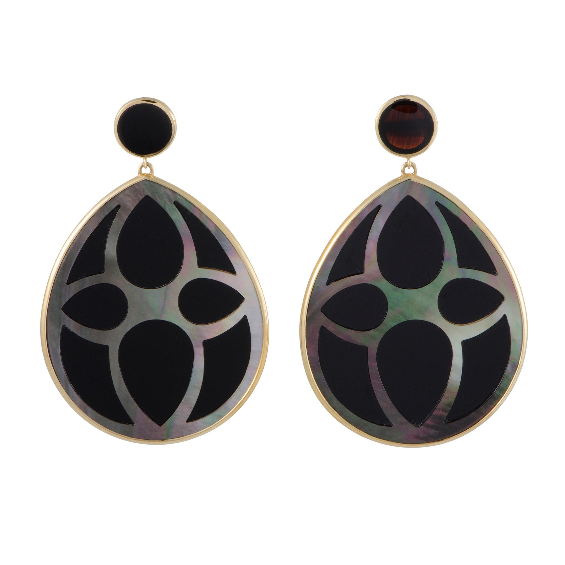 Ippolita Polished Rock Candy 18 Karat Gold Onyx and Mother of Pearl Teardrop