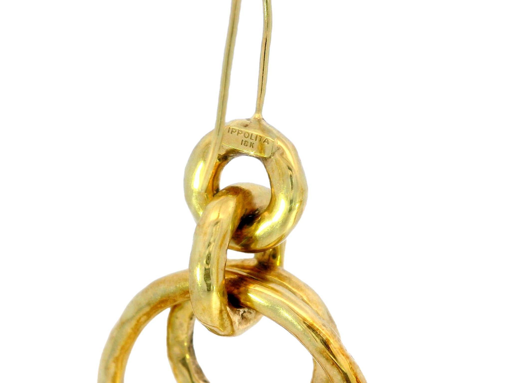 Women's IPPOLITA Classico Puffy Hammered Jet Set Earrings in 18K Yellow Gold