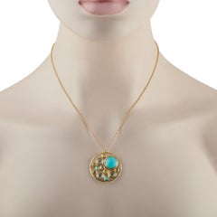 Ippolita Rock Candy 18K Yellow Gold Turquoise, Peridot & Topaz Lollipop Necklace