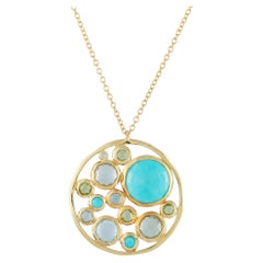 Ippolita Rock Candy 18K Yellow Gold Turquoise, Peridot & Topaz Lollipop Necklace
