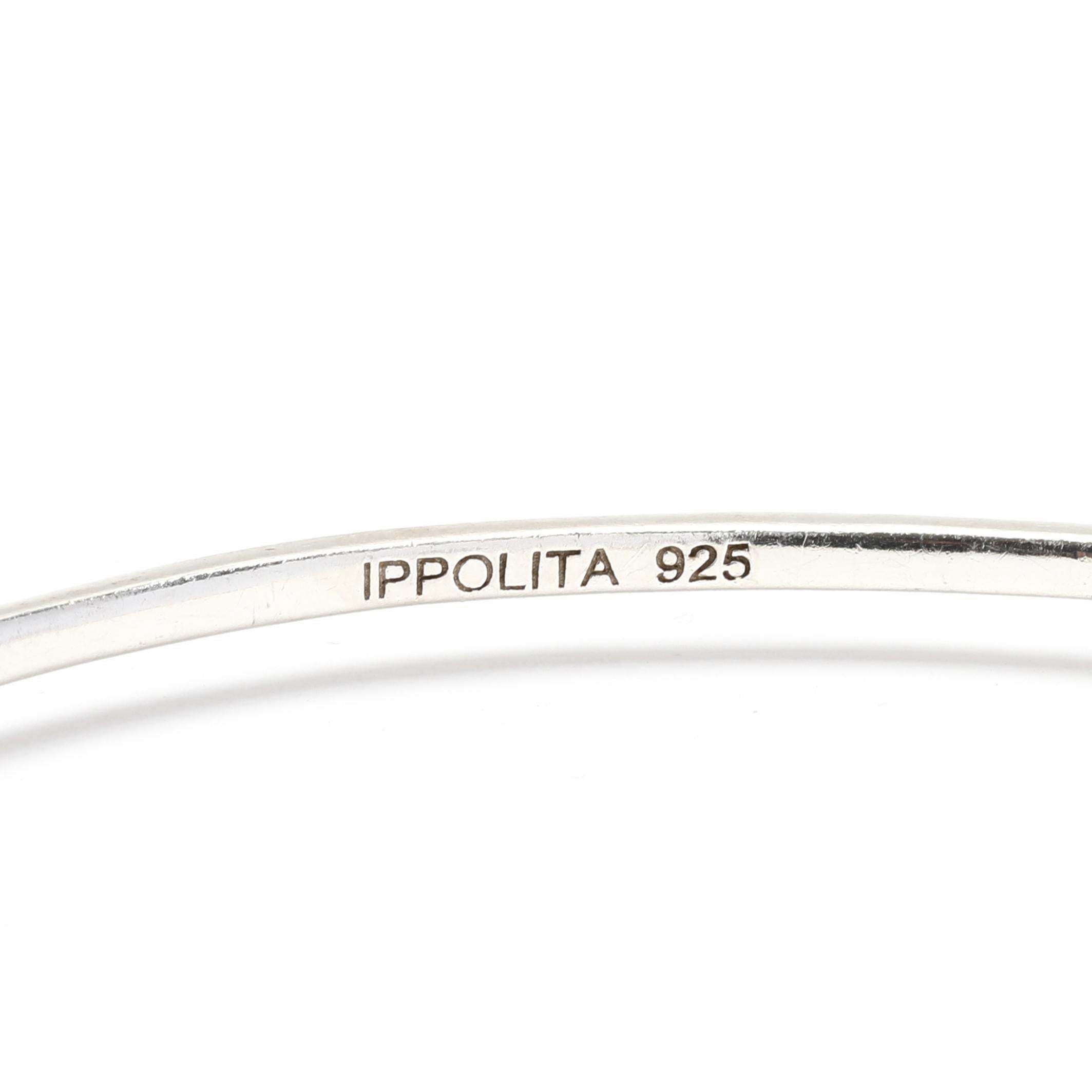 Women's or Men's Ippolita Rock Candy 3 Stone Clear Quartz Bangle Bracelet, Sterling Silver