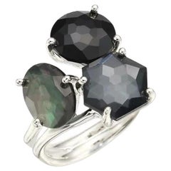 IPPOLITA Rock Candy 3-Stone Sterling Silver Onyx Hematite Quartz Cluster Ring