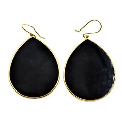 Ippolita Rock Candy Black Onyx Tear Drop Dangle Earrings 18 Karat Yellow Gold