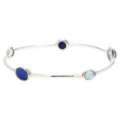 Ippolita Rock Candy Blue 5 Stone Bangle Bracelet, Argent Sterling, Longueur 8 Inch