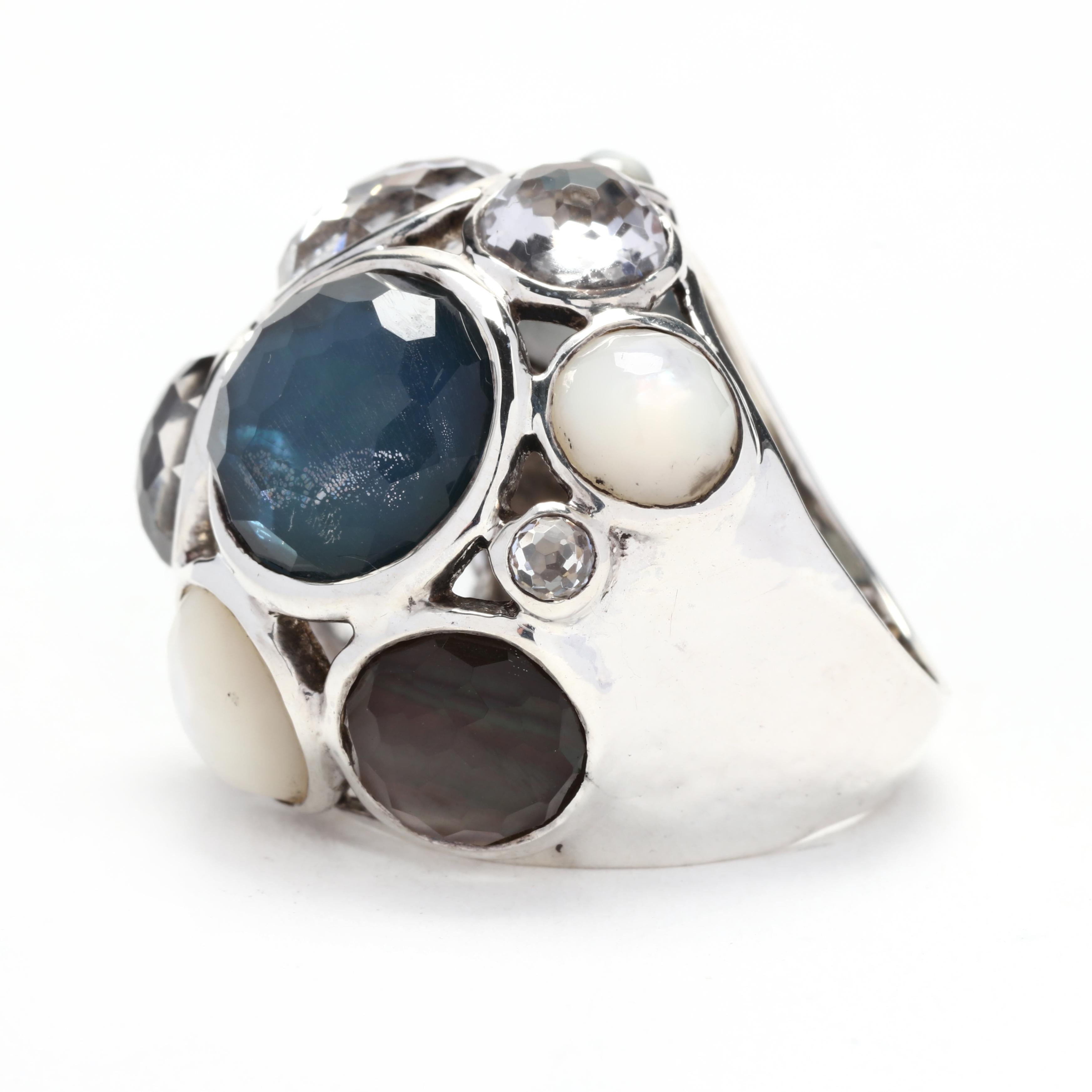 Round Cut Ippolita Rock Candy Blue Dome Ring, Sterling Silver, Ring Size 6.25, Quartz  For Sale