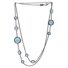 Ippolita Rock Candy Blue Topaz Black Rhodium on Sterling Silver Station Necklace