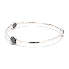 Ippolita Rock Candy Hematite 3 Stone Bangle, Sterling Silver, Length 7.75 Inch