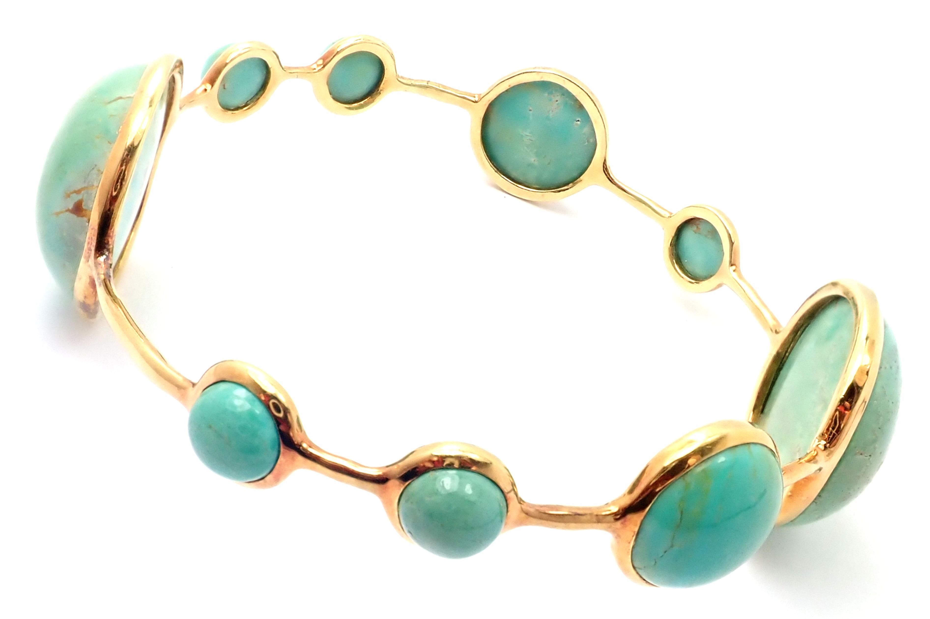 18k Yellow Gold Rock Candy Lollipop Turquoise Bangle Bracelet by Ippolita. 
With Turquoise Stones 23mm, 15mm, 9mm
Details: 
Length: 7.5