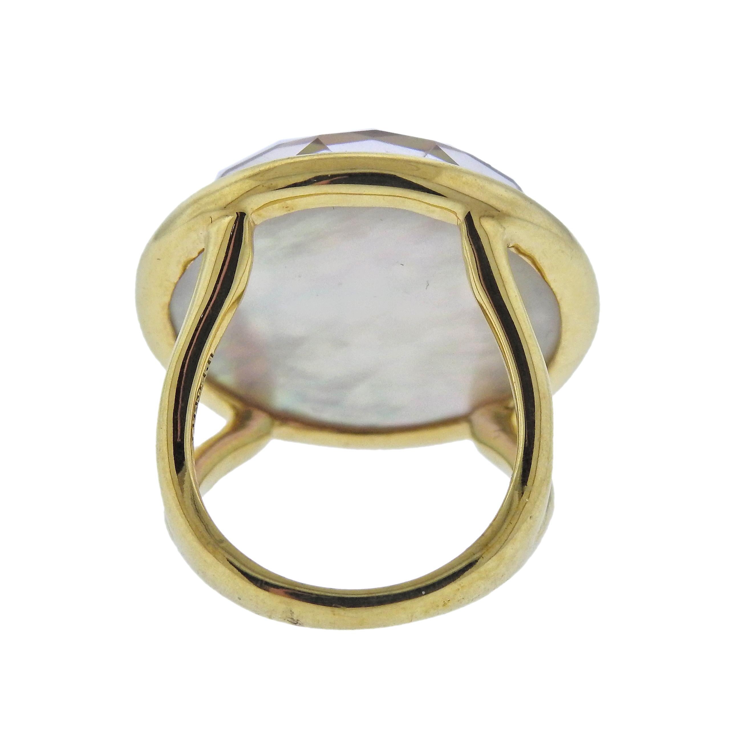 Ippolita Rock Candy Mother-of-Pearl Quartz Gold Ring In New Condition For Sale In Lambertville, NJ