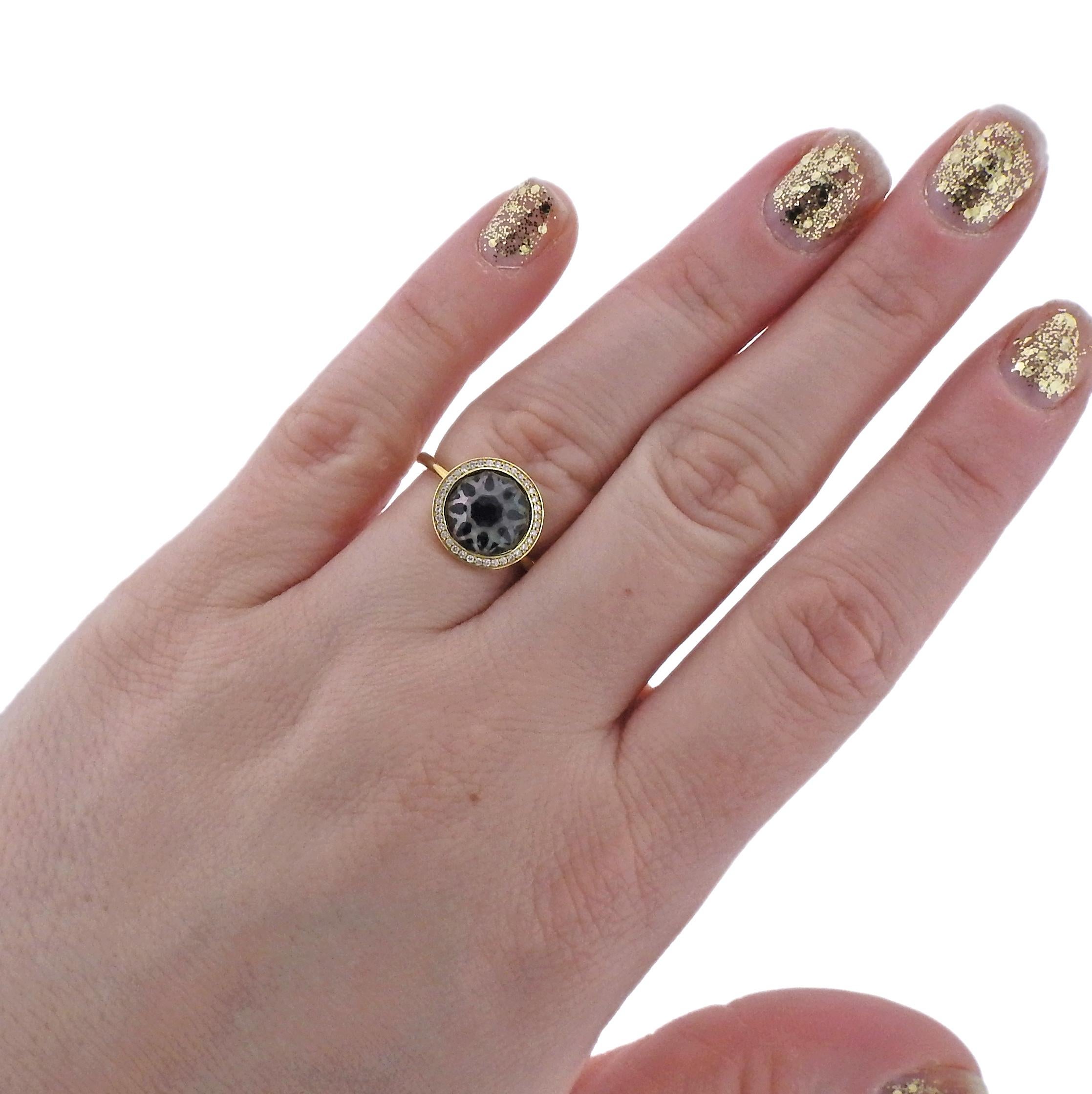 Women's Ippolita Rock Candy Onyx Diamond Crystal Shell Gold Ring