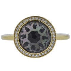 Ippolita Rock Candy Onyx Diamond Crystal Shell Gold Ring
