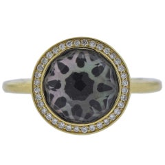 Ippolita Rock Candy Onyx Diamond Crystal Shell Gold Ring