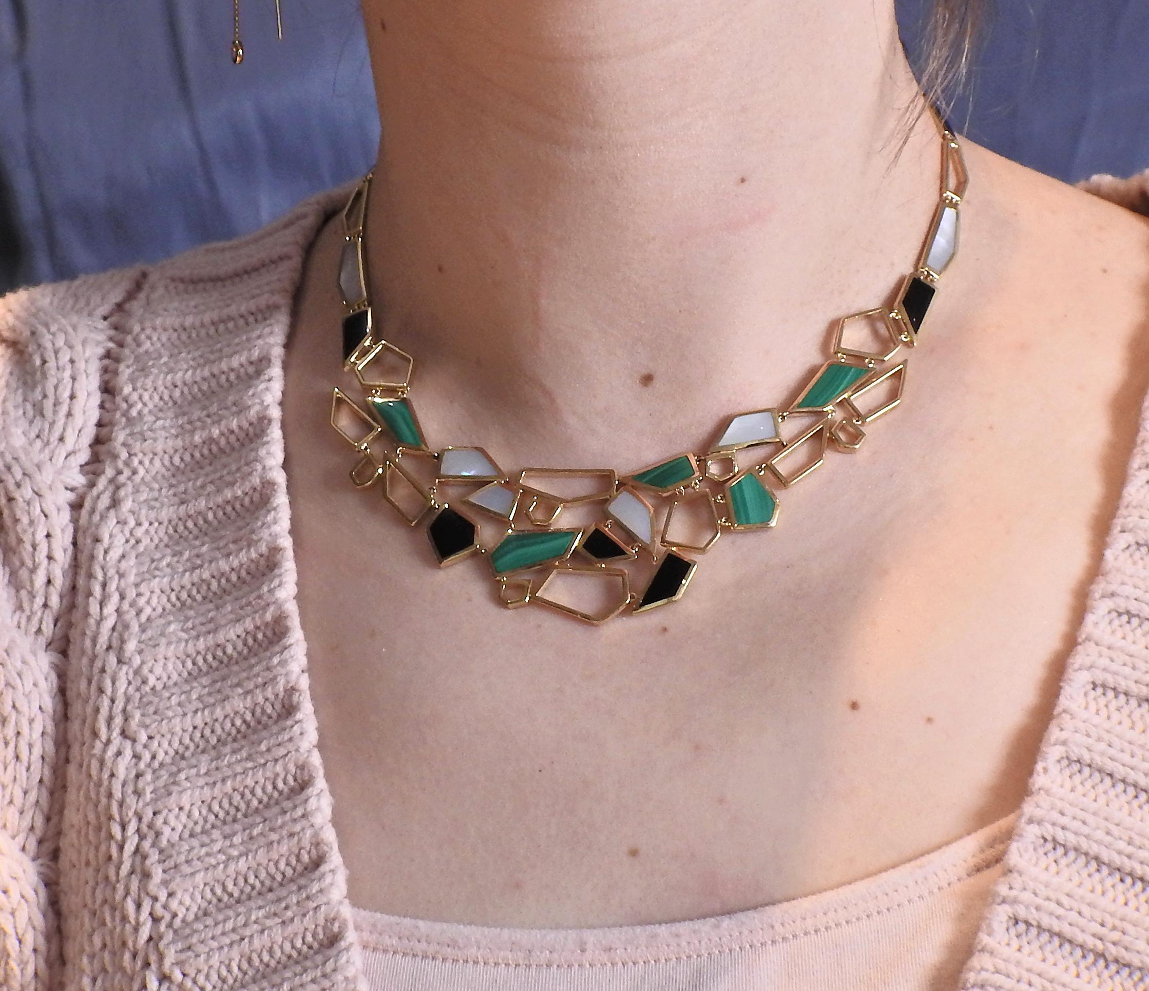 Women's Ippolita Rock Candy Onyx Malachite Gold Bib Necklace
