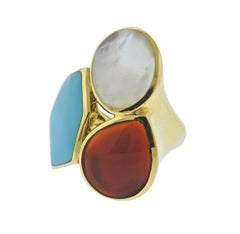 Ippolita Rock Candy Riviera Sky Turquoise Carnelian Gold Ring
