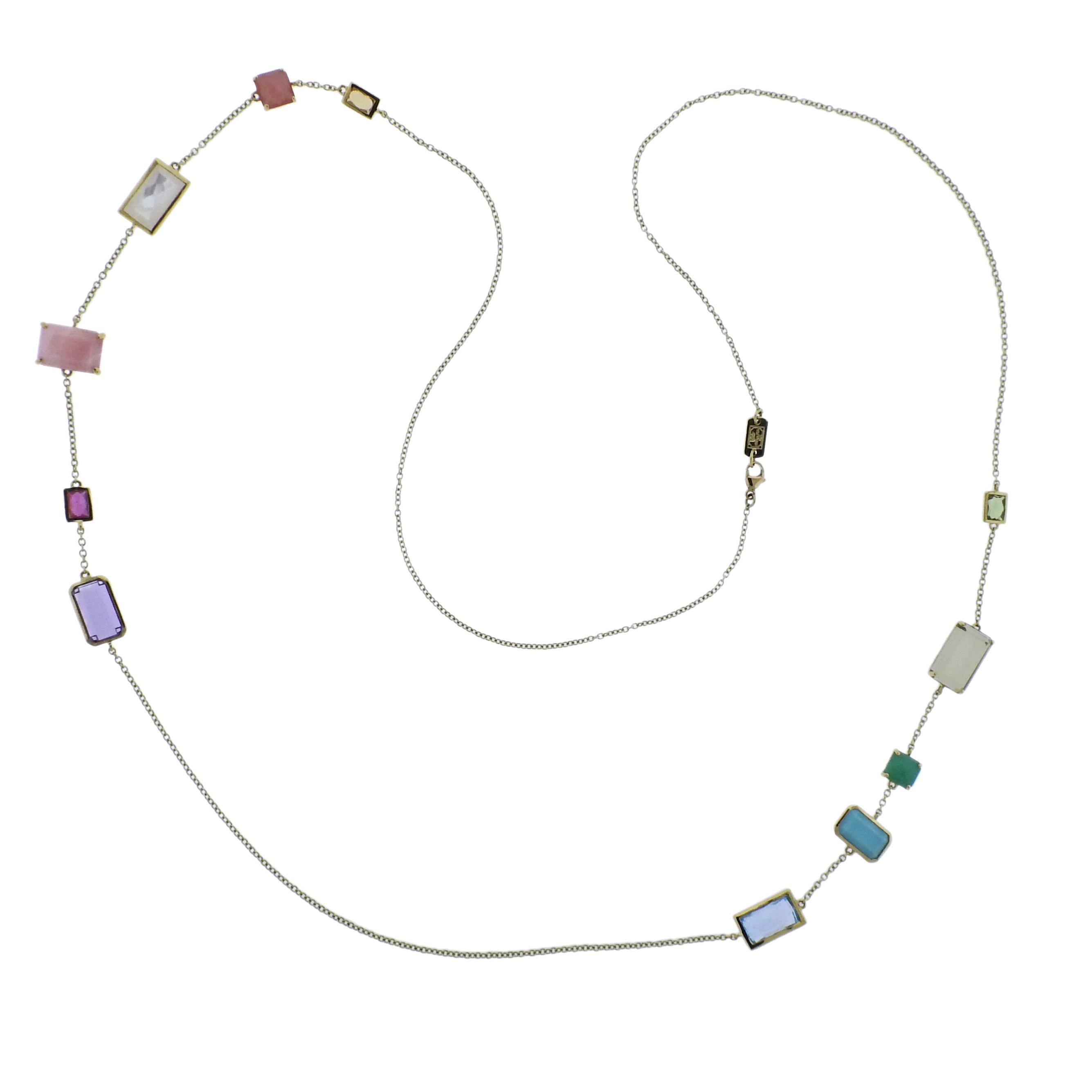 Ippolita Rock Candy Summer Rainbow Gemstone Gold Necklace In New Condition In Lambertville, NJ