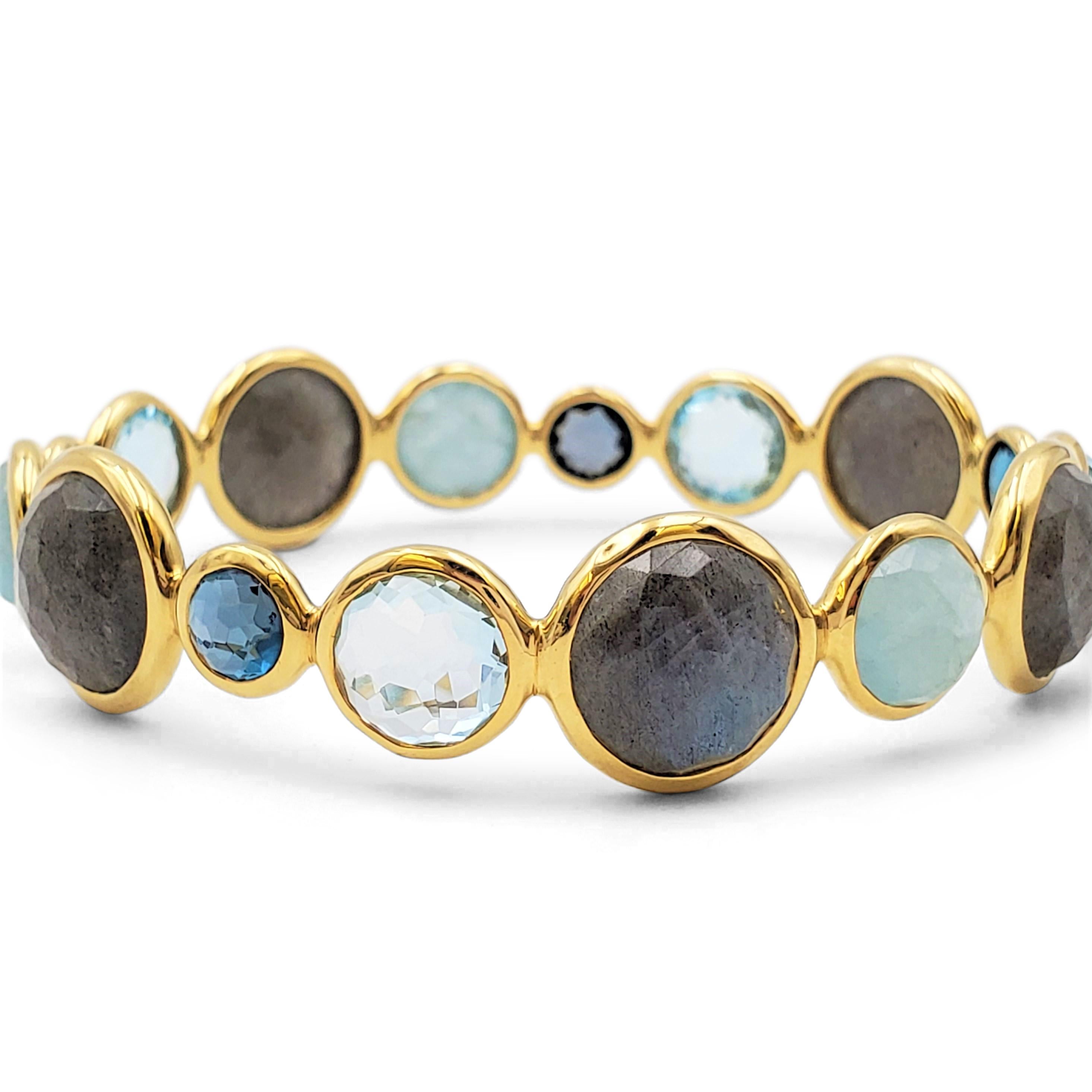Rose Cut Ippolita 'Rock Candy' Yellow Gold and Multi-Gemstone Bangle