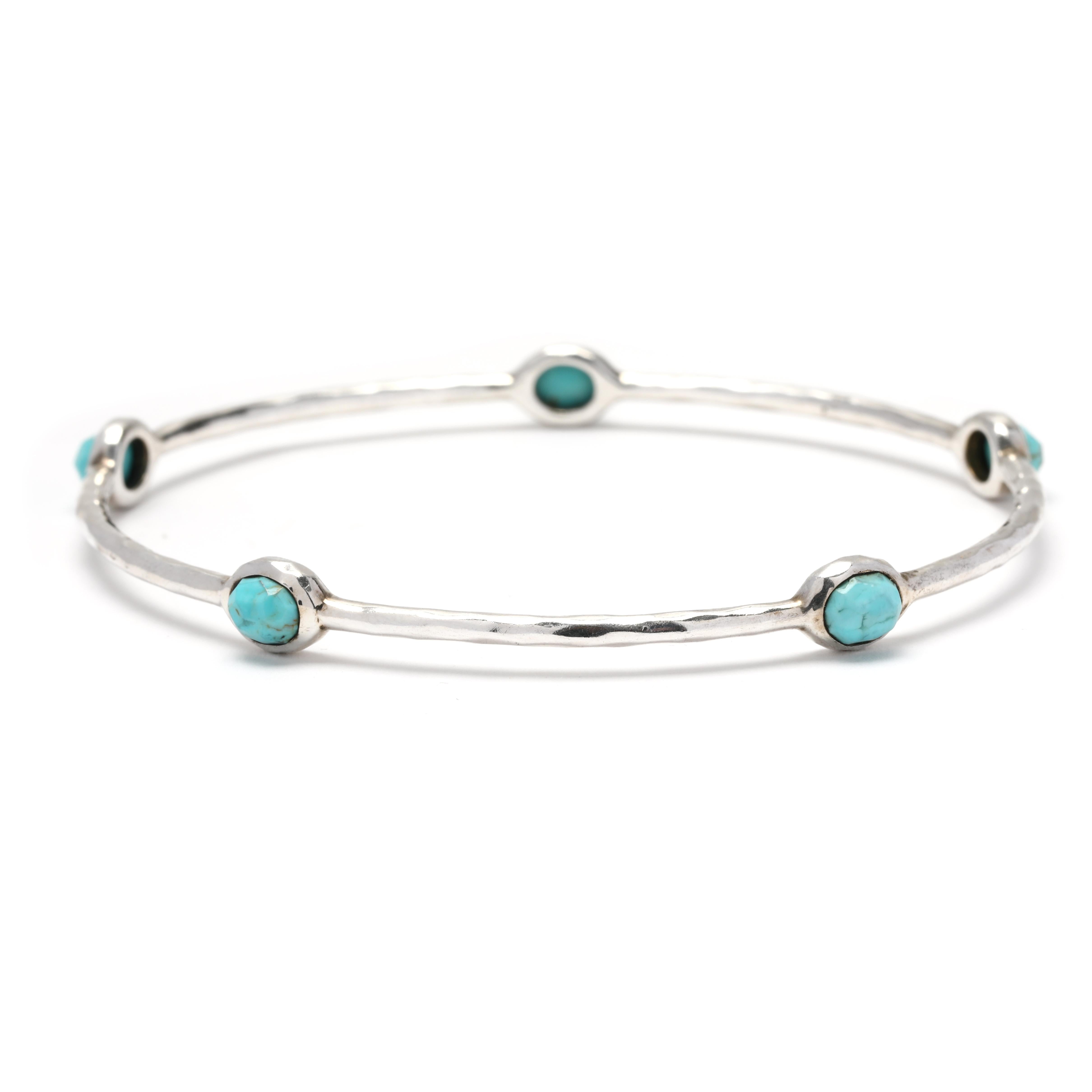 Ippolita RockCandy 5Stein-Armreif, Türkis, Sterlingsilber, Länge 7,88 (Ovalschliff)