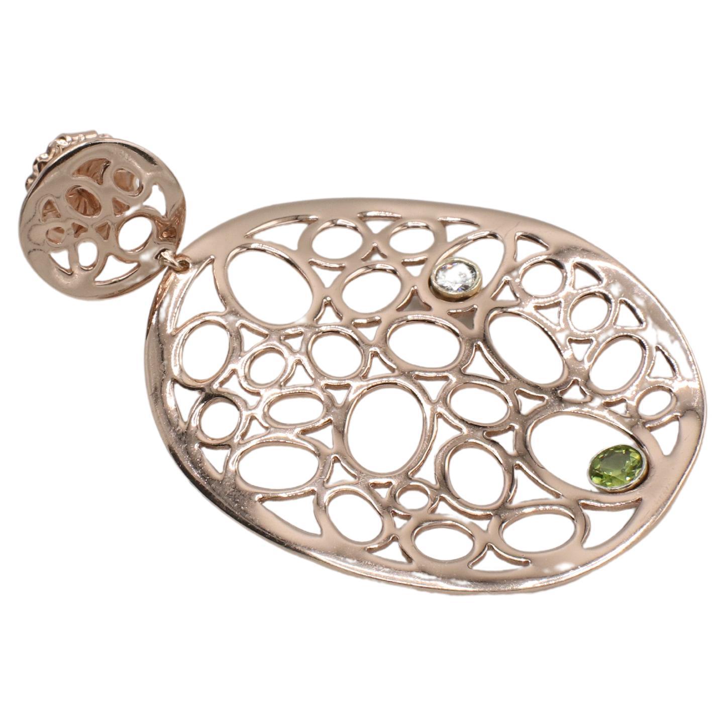 Modern Ippolita Rose Digital Lace Double Drop Natural Diamond & Peridot Earrings For Sale