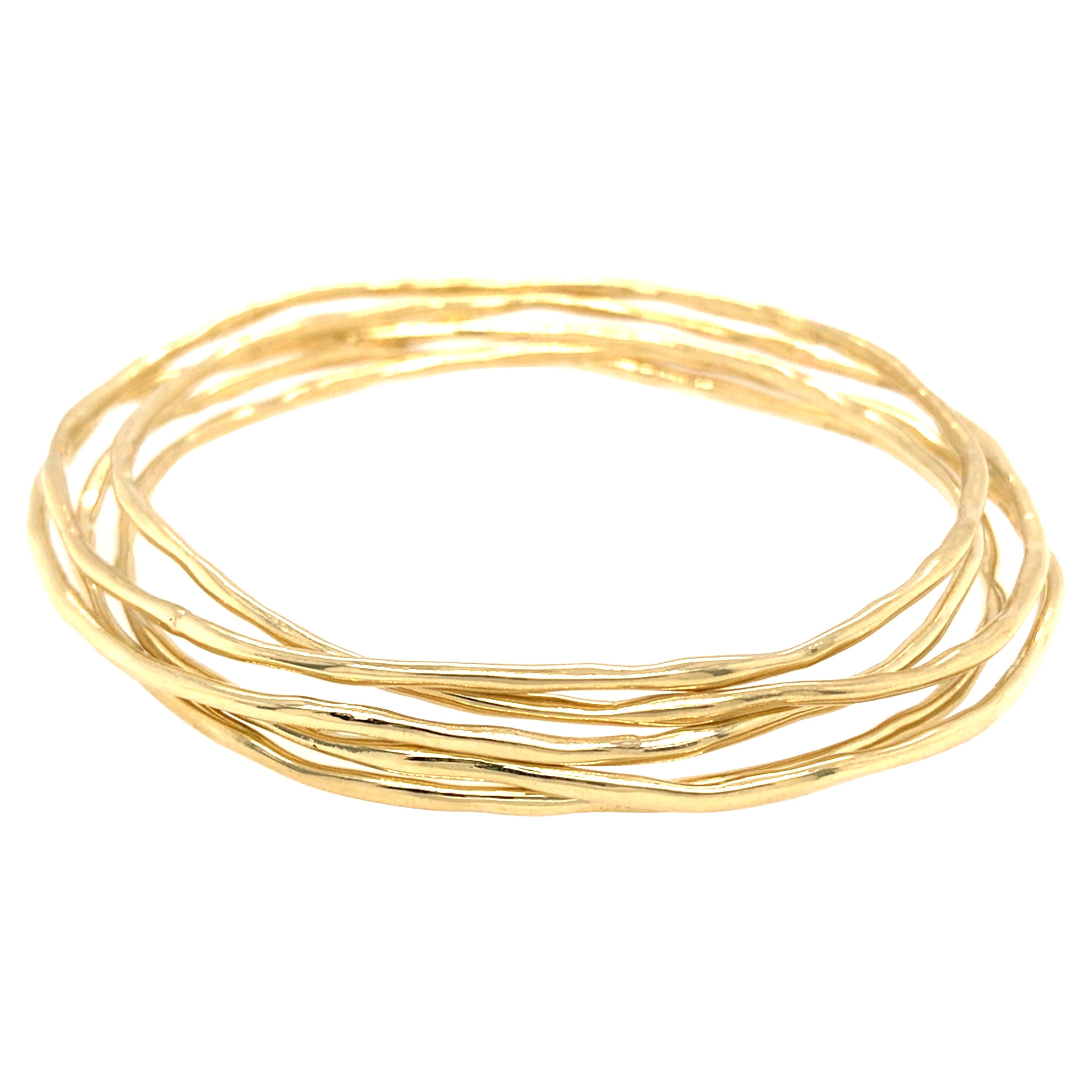 Ippolita - Ensemble de 5 bracelets jonc ondulés en or jaune 18 carats en vente