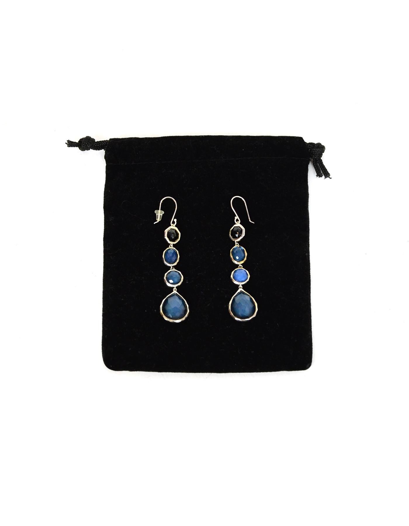 Ippolita Silver Onyx and Blue Mother of Pearl Hanging Drop Earrings 1