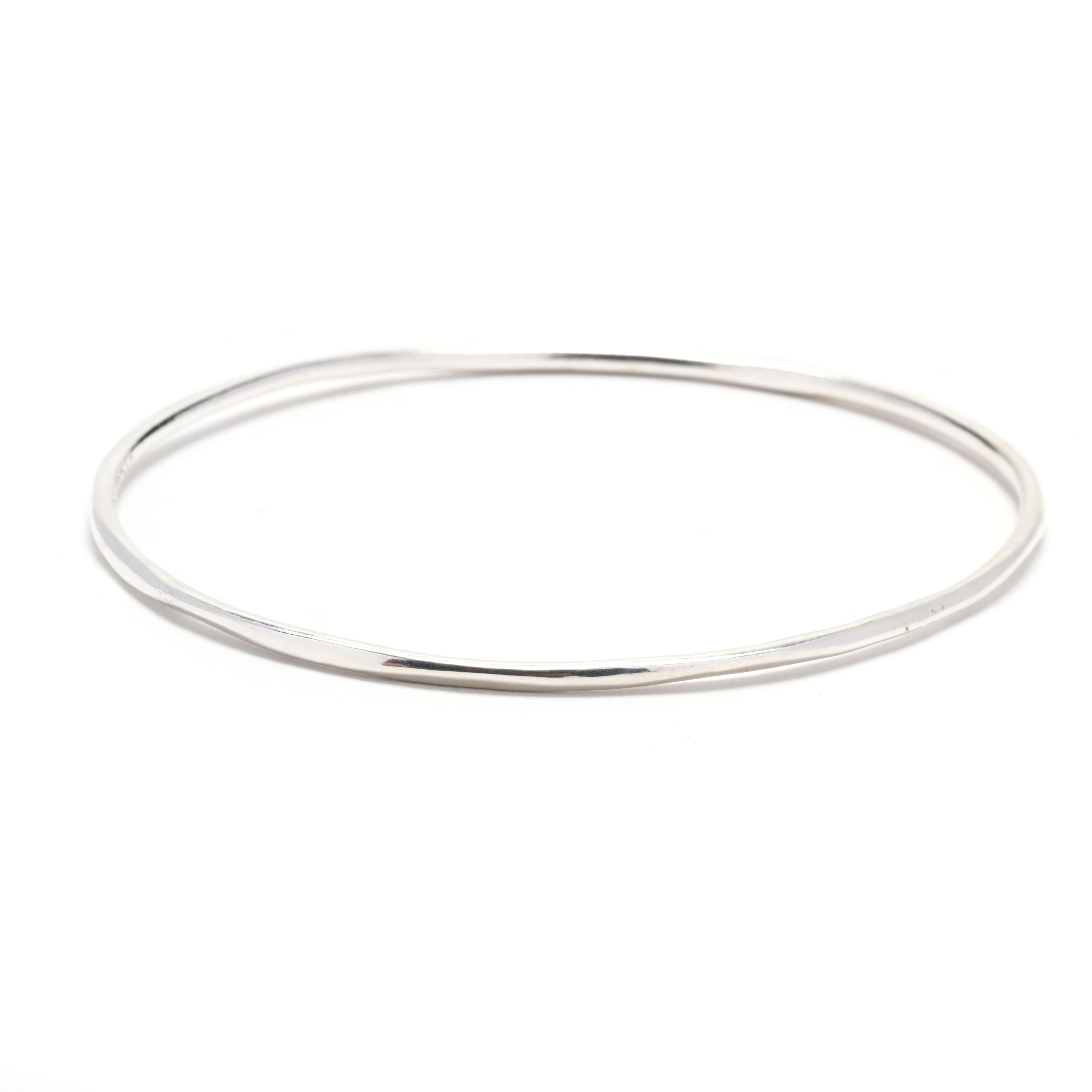 Ippolita Squiggle Bangle, Sterling Silver, Length 7.75 Inches, Simple Silver In Good Condition For Sale In McLeansville, NC