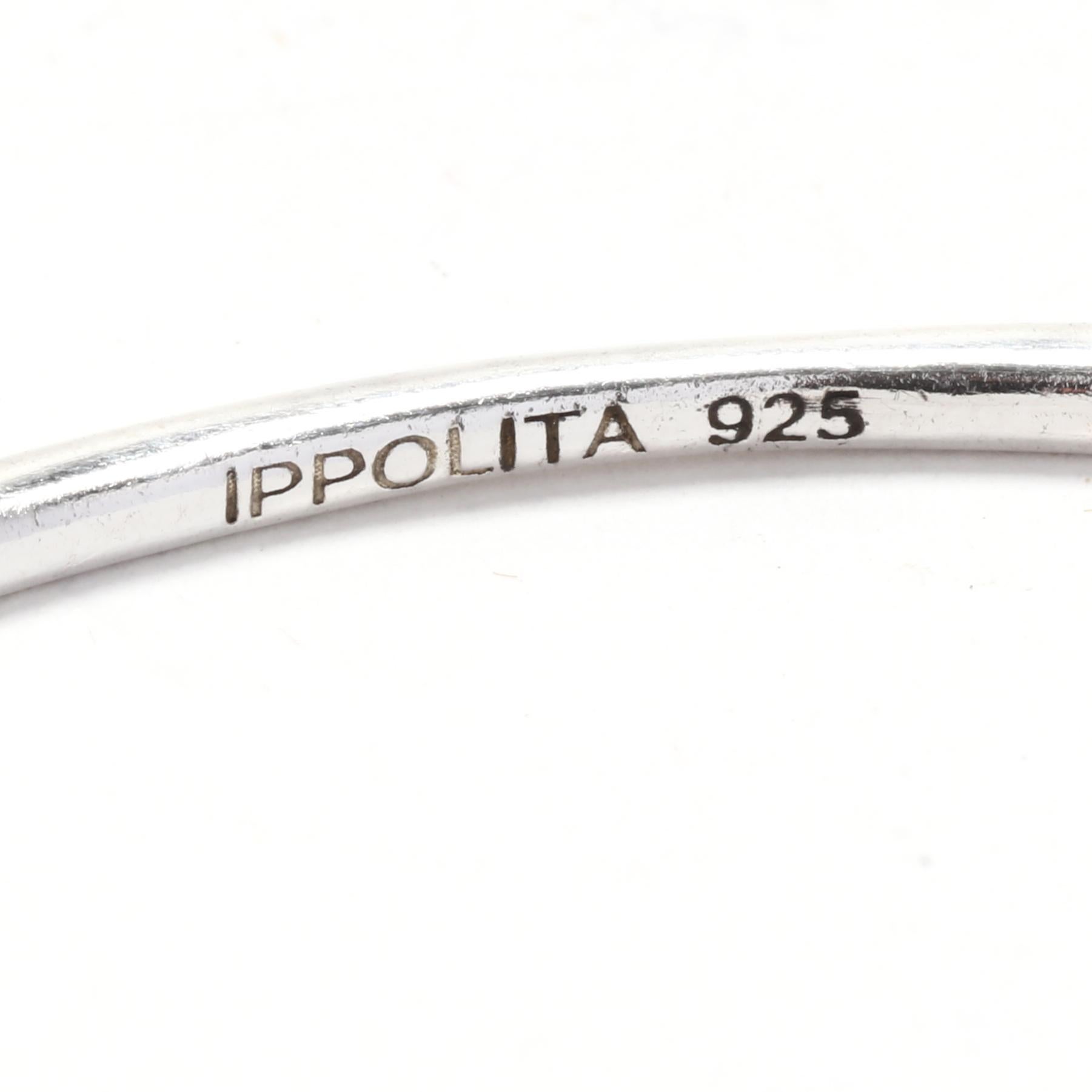 Women's or Men's Ippolita Squiggle Bangle, Sterling Silver, Length 7.75 Inches, Simple Silver For Sale