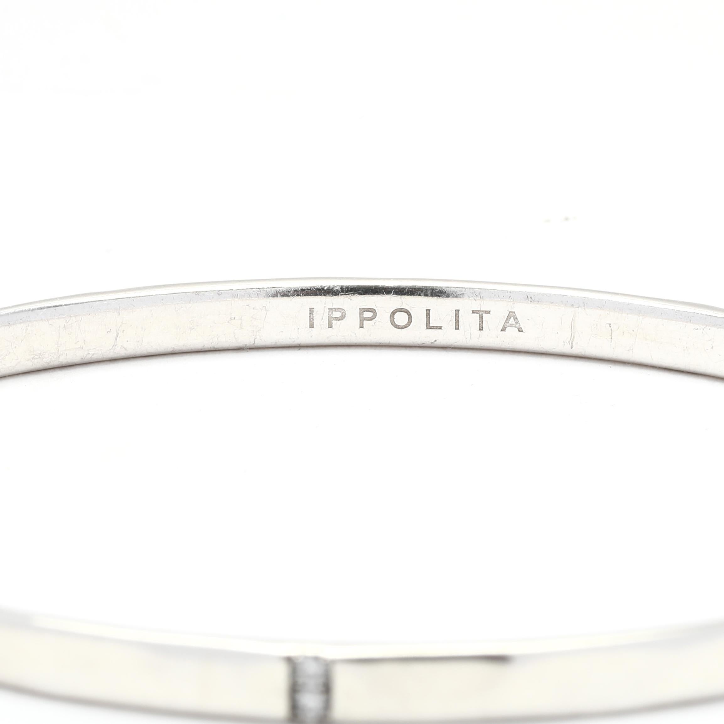 Women's or Men's Ippolita Stardust .20ctw Diamond Bangle Bracelet, Sterling Silver, Length 7.6 In For Sale