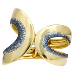 Ippolita Stardust Diamond Sapphire Statement Bangle Bracelet 18k Yellow Gold
