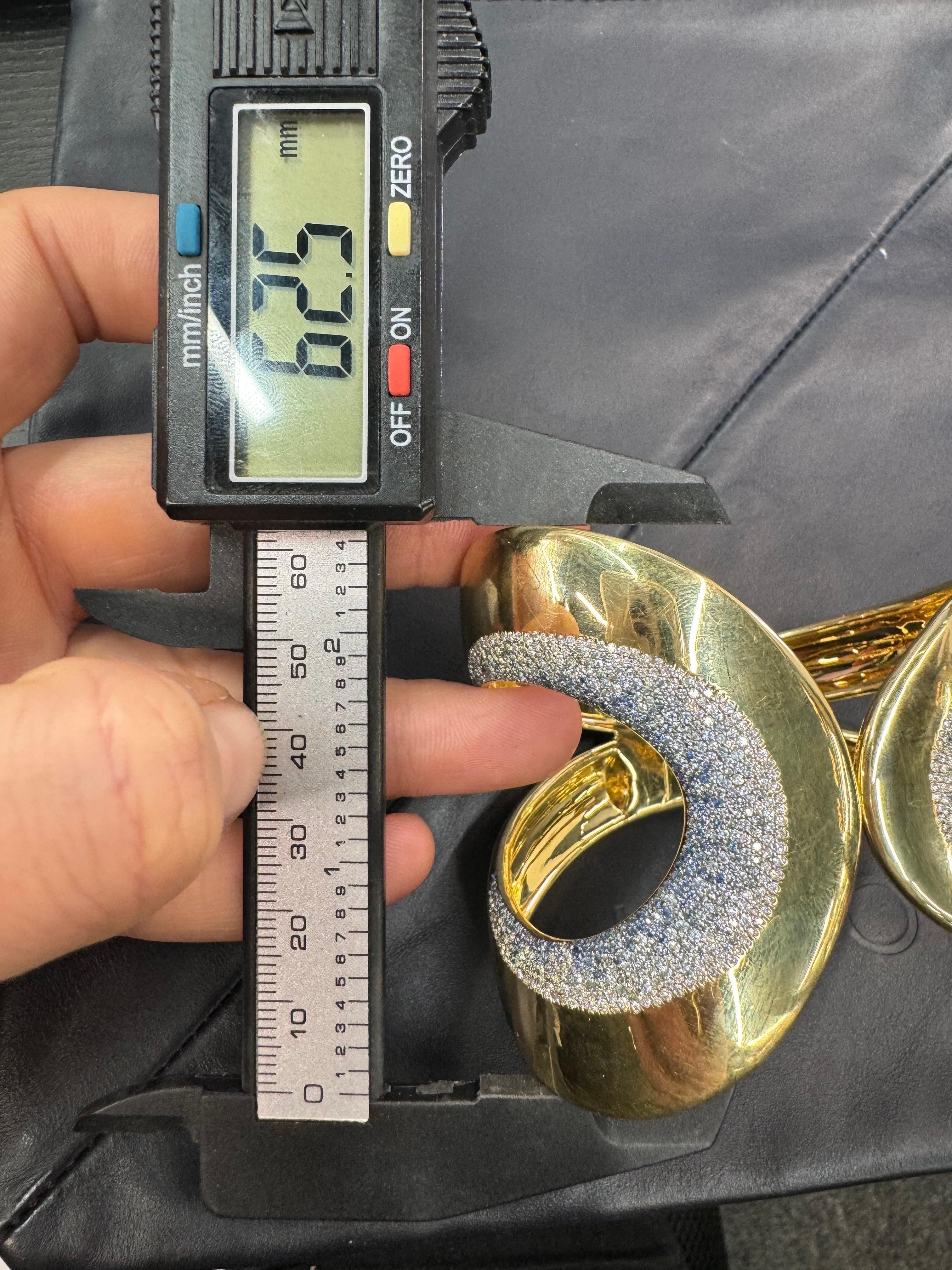 Ippolita Stardust Diamond Sapphire Wide Bangle Bracelet 18KT Yellow 151 Grams For Sale 5