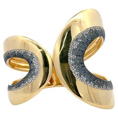 Ippolita Bracelet jonc large jaune 18 carats avec étoile de diamants et saphirs 151 grammes