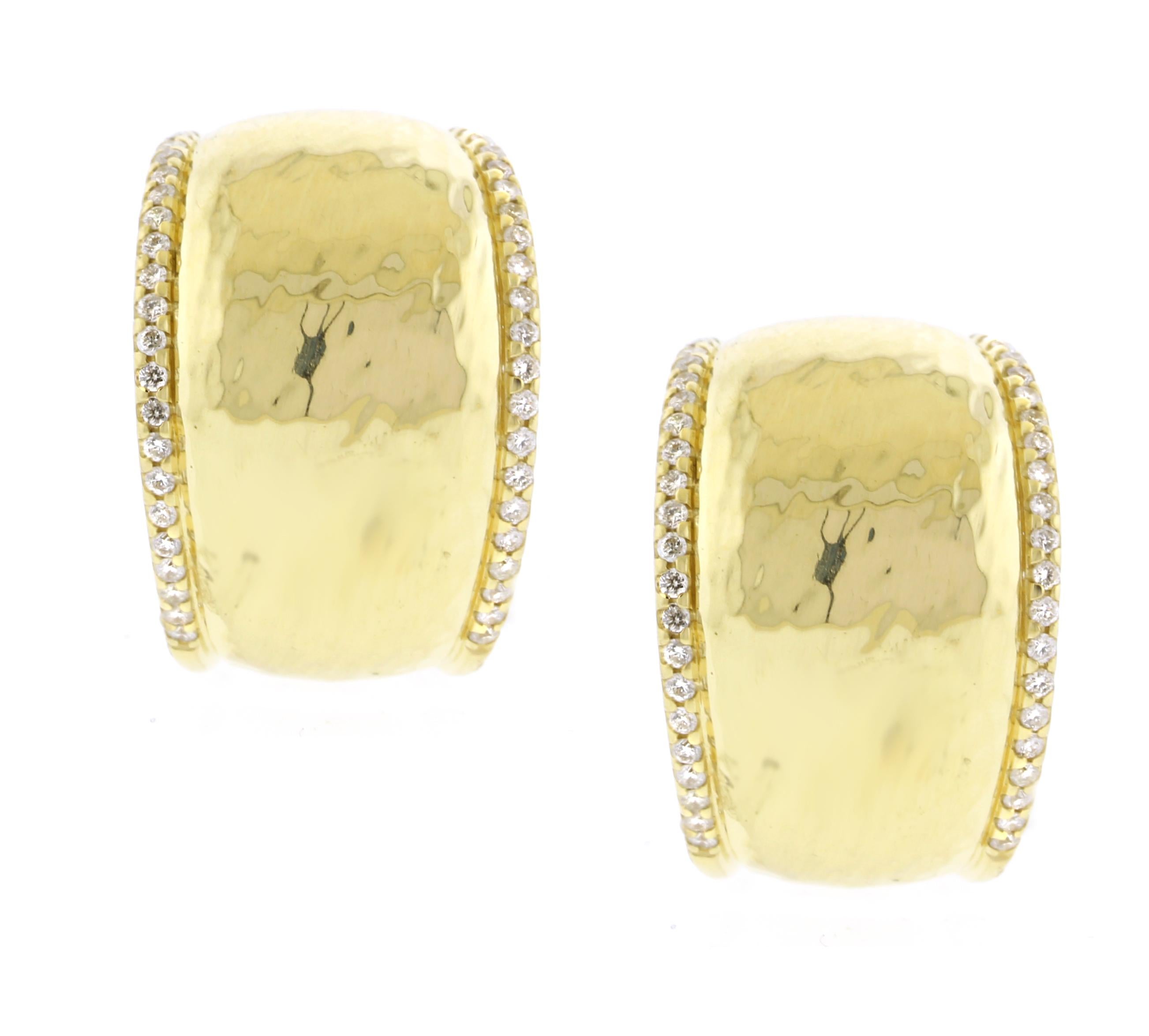 Ippolita Stardust Goddess Wide Diamond Hoop Earrings In Excellent Condition In Bethesda, MD
