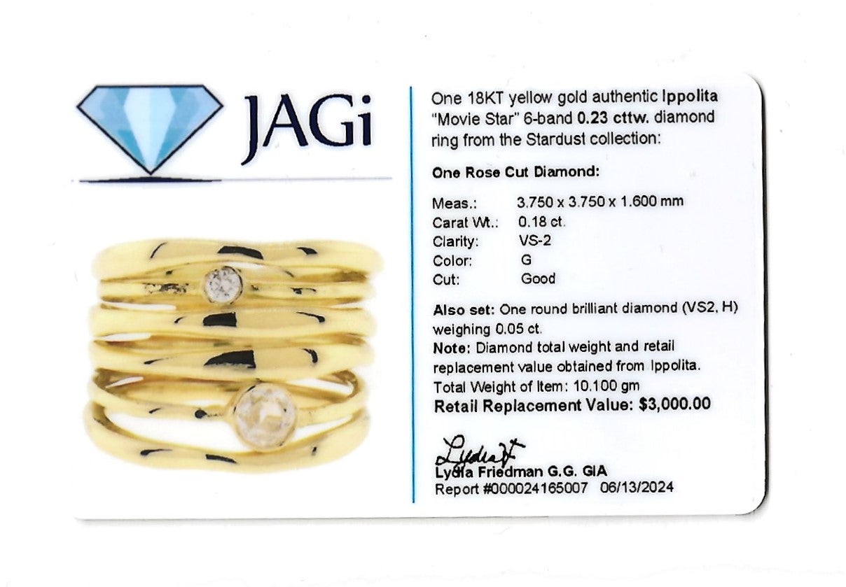 Ippolita Stardust Movie Star 6 Band Ring with Diamonds in 18 Karat Yellow Gold For Sale 5