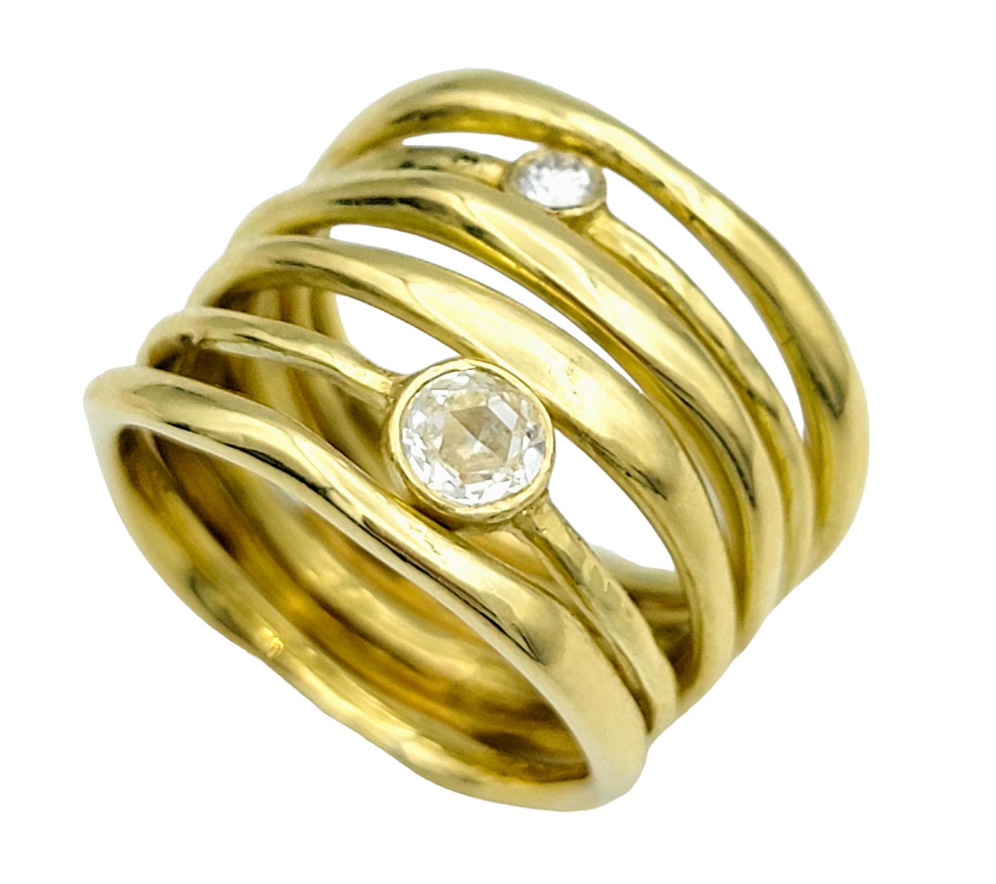 Contemporary Ippolita Stardust Movie Star 6 Band Ring with Diamonds in 18 Karat Yellow Gold For Sale