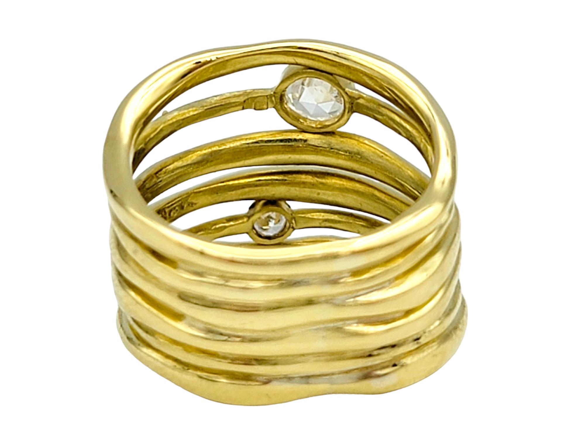 Ippolita Stardust Movie Star 6 Band Ring with Diamonds in 18 Karat Yellow Gold In Good Condition For Sale In Scottsdale, AZ