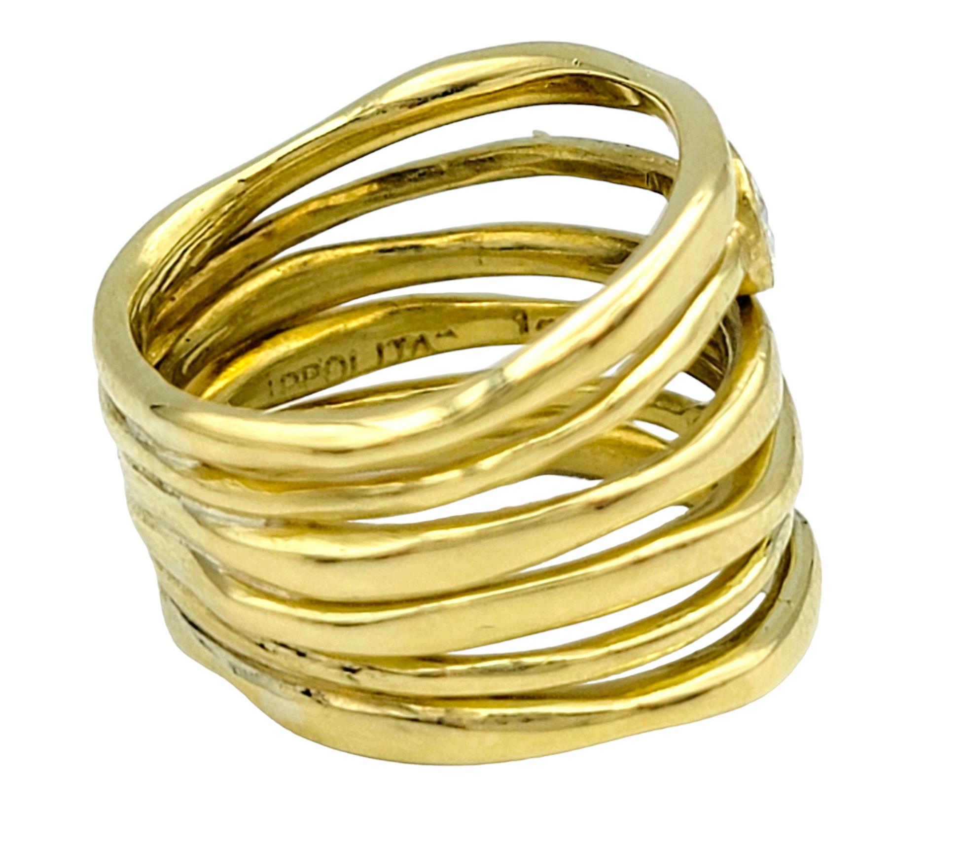 Women's Ippolita Stardust Movie Star 6 Band Ring with Diamonds in 18 Karat Yellow Gold For Sale