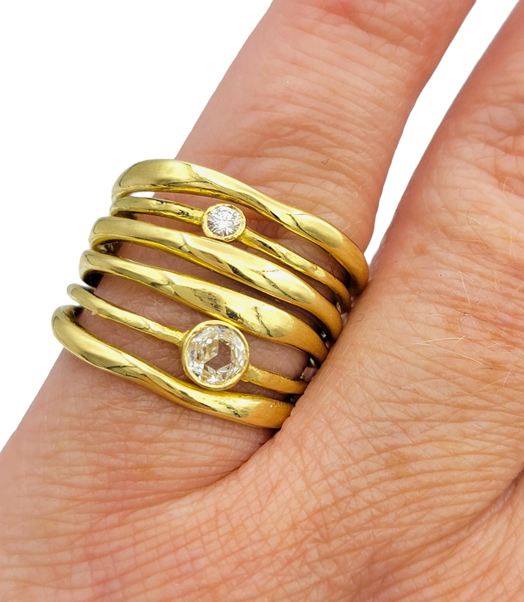 Ippolita Stardust Movie Star 6 Band Ring with Diamonds in 18 Karat Yellow Gold For Sale 2