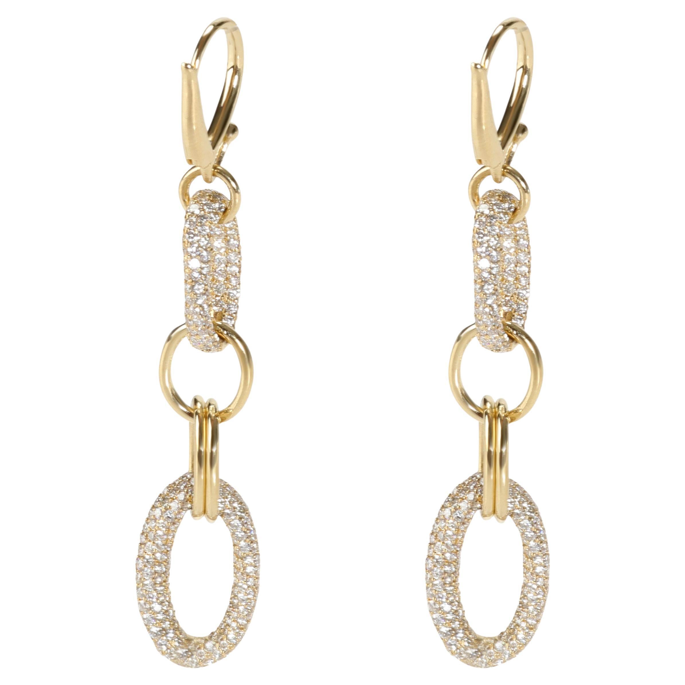 Ippolita Stardust Oval Link Drop Diamond Earring in 18K Yellow Gold 4.24 CTW For Sale