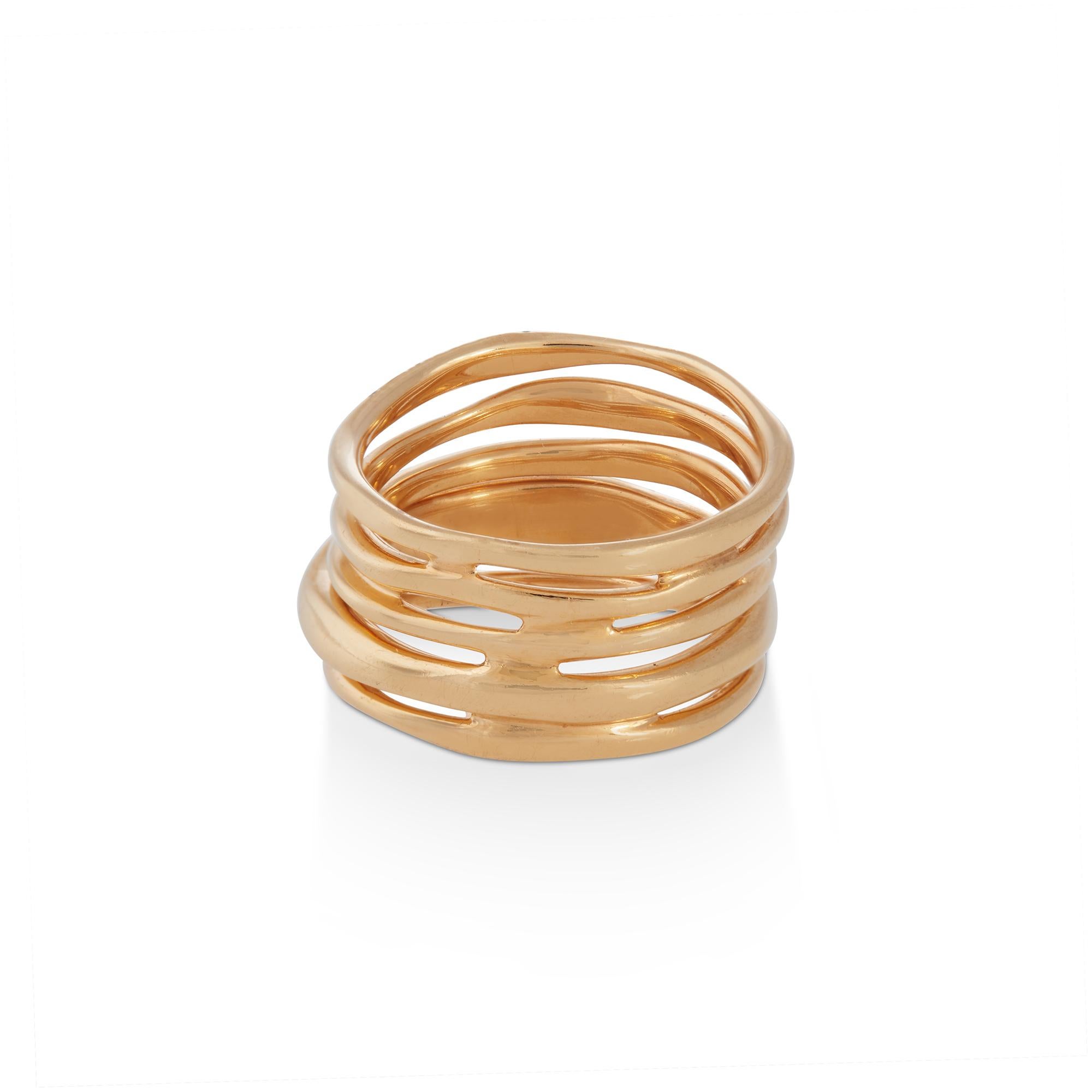 Contemporary Ippolita Stardust 'Squiggle' Gold and Diamond Ring