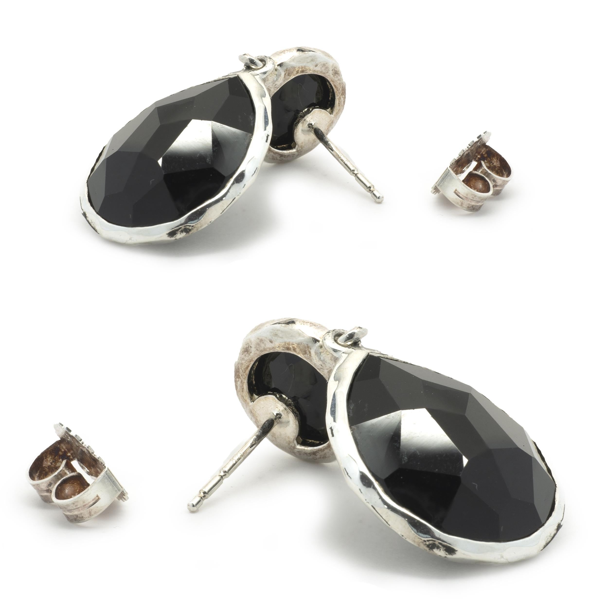 black onyx drop earrings sterling silver