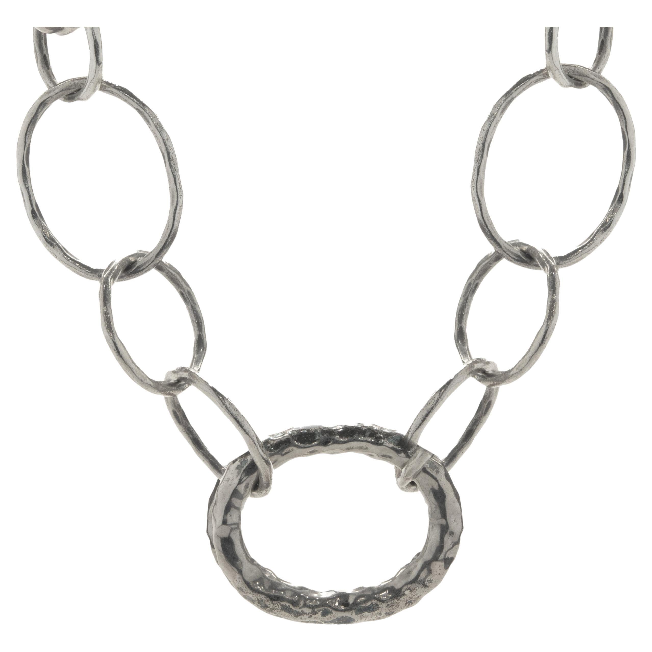 Ippolita Sterling Silver Hammered Circle Link Necklace For Sale