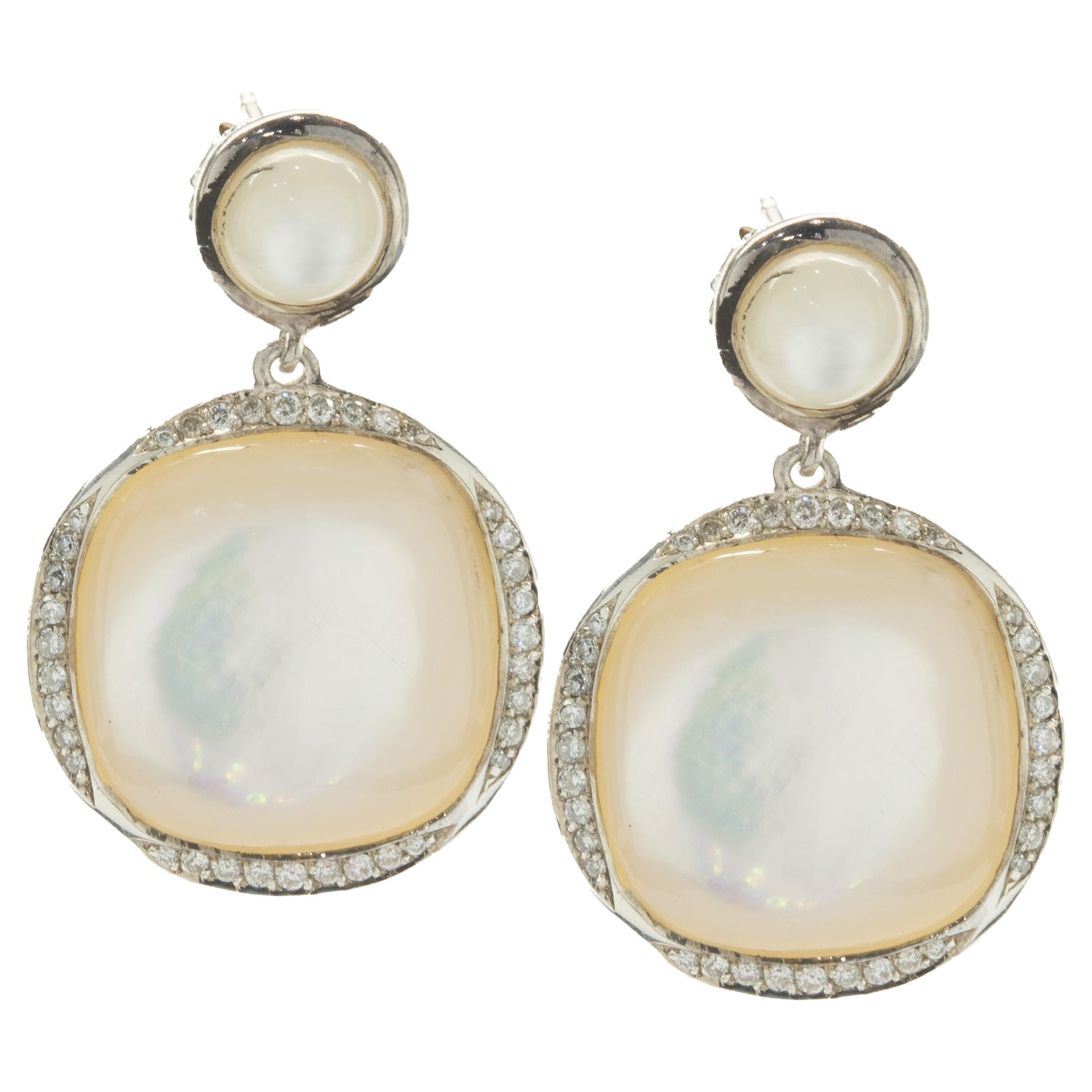Ippolita Sterling Silver Mother of Pearl and Diamond Drop Earrings