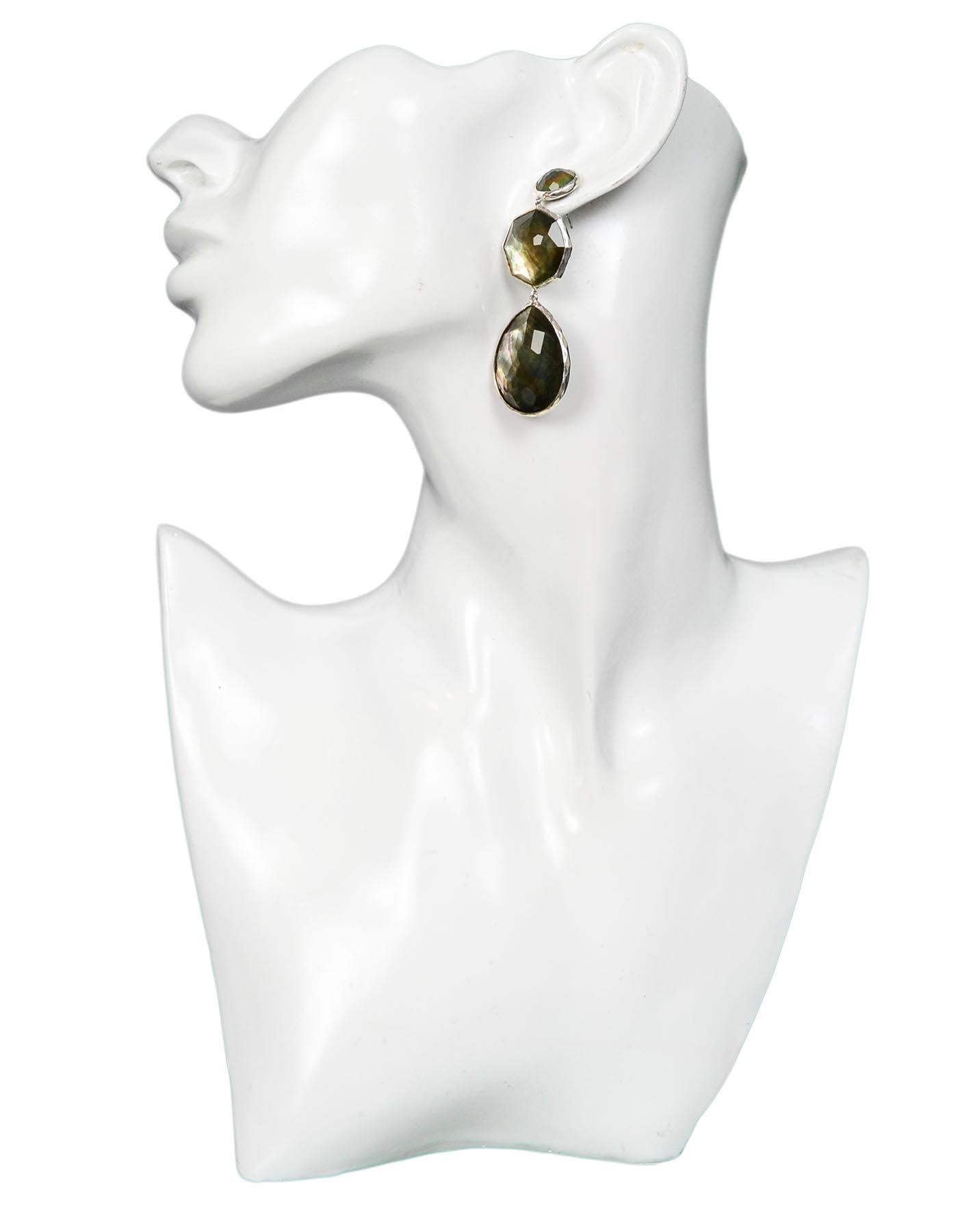 Ippolita Sterling Silver/Mother Of Pearl/Quartz Doublet Crazy 8s Drop Earrings

Color: Silver, black, blue, green
Materials: Sterling silver, quartz, mother of pearl
Hallmarks: 
