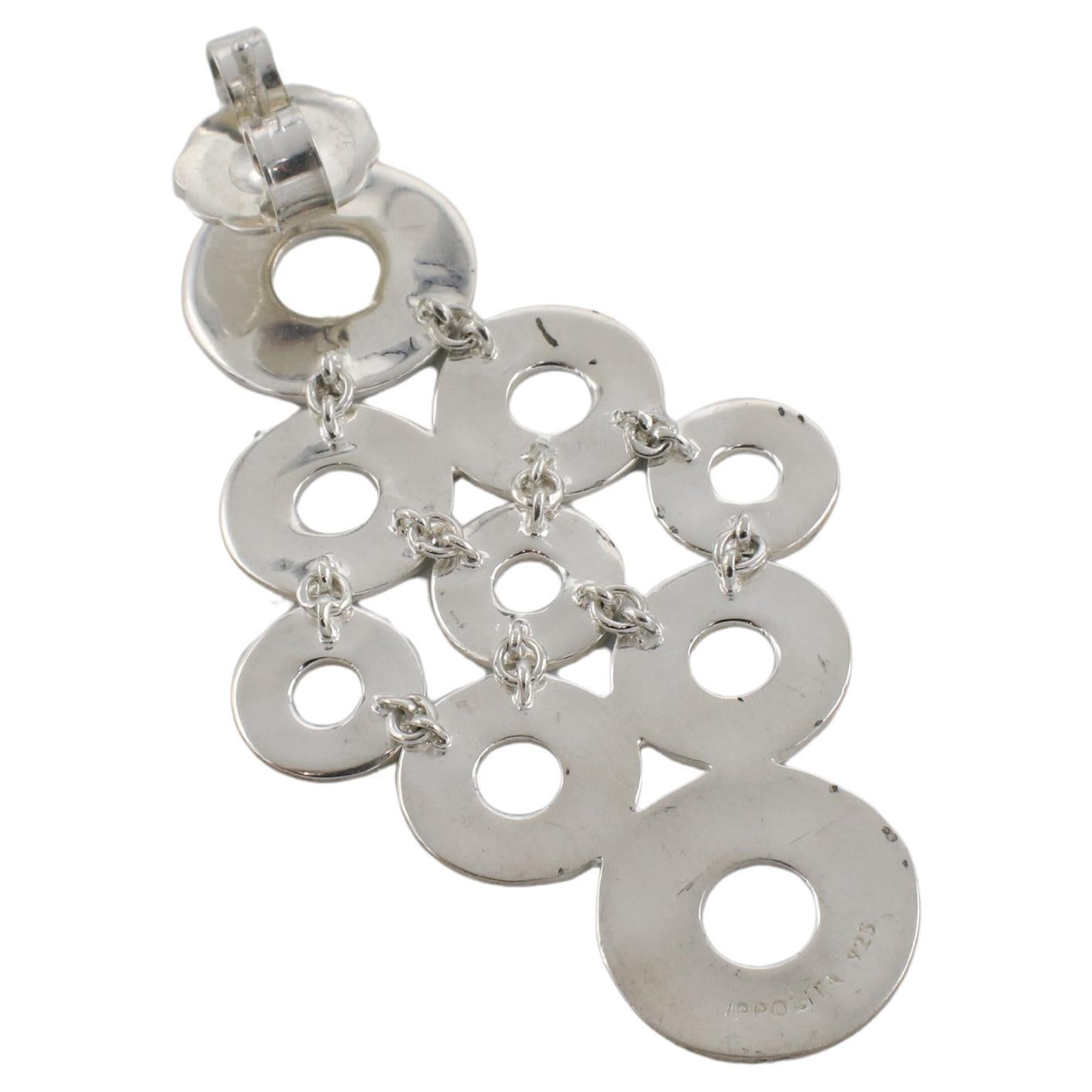 Moderno A. Silver - Orecchini pendenti a cerchio aperto in argento 925 in vendita