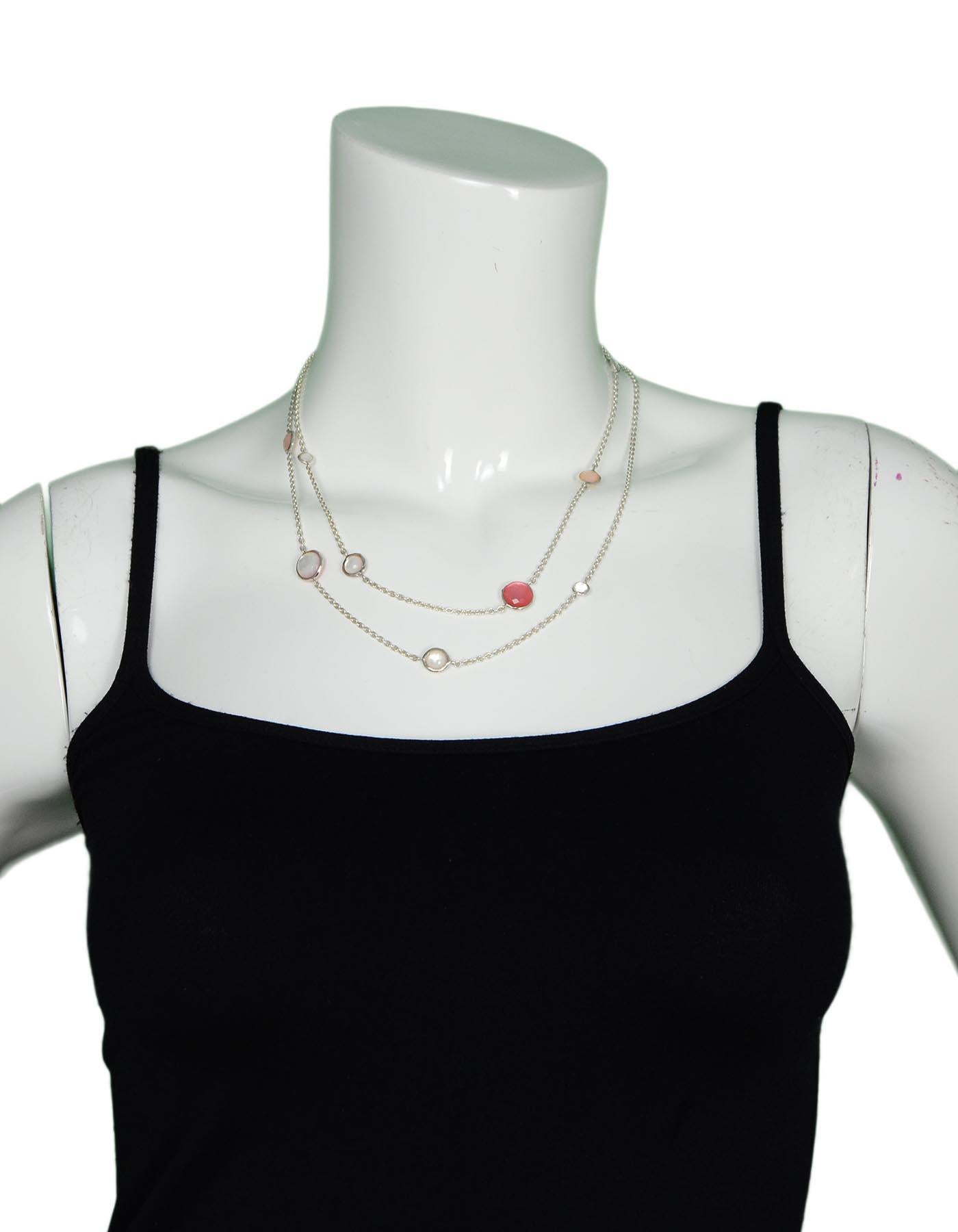Ippolita Sterling Silver/Peach Quartz/Mother of Pearl Doublet Wonderland Station Necklace

Color: Silver, peach, white
Materials:  Sterling silver, quartz, mother of pearl
Hallmarks:  