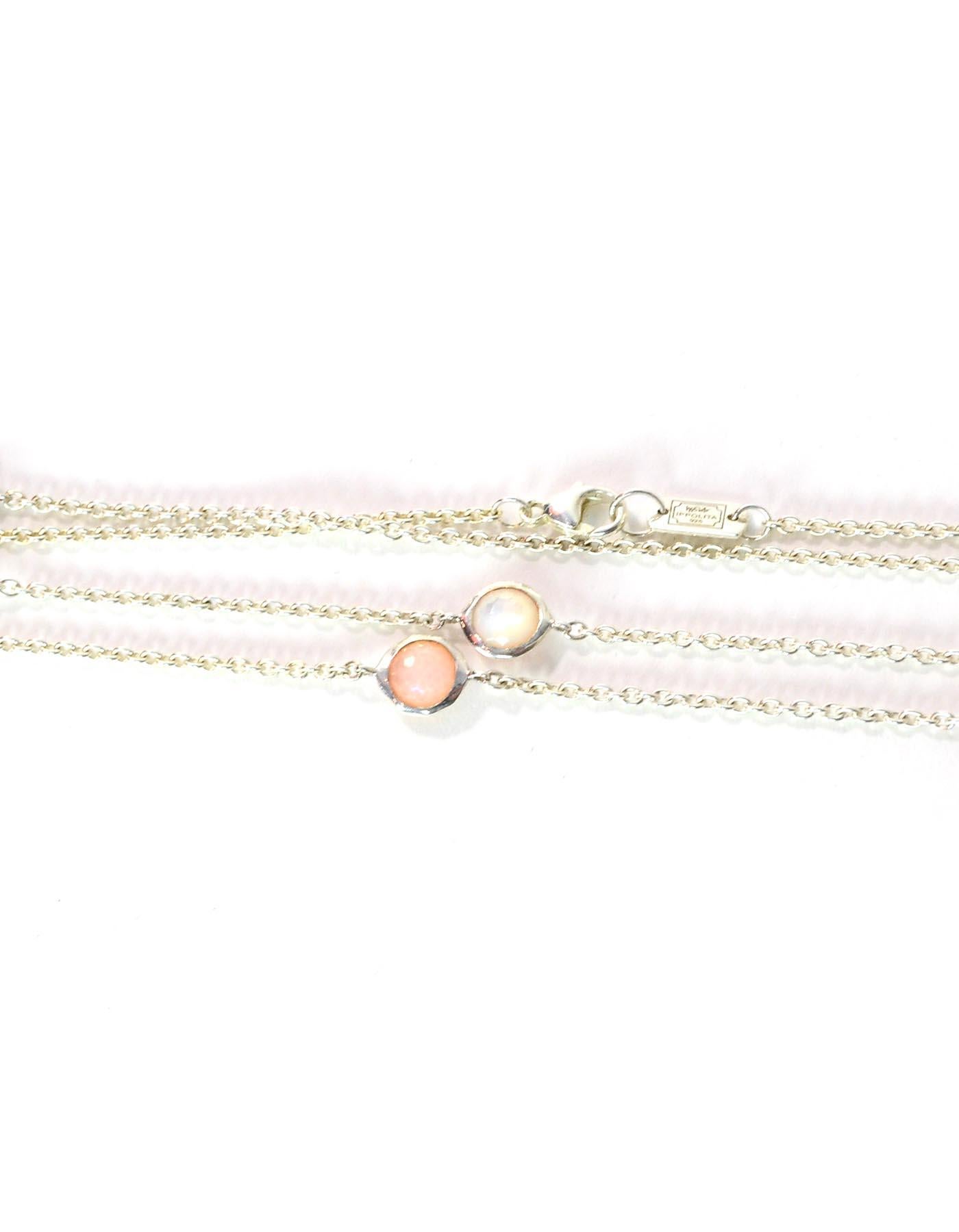 Ippolita Sterling Silver/Peach Quartz/MOP Doublet Wonderland Station Necklace In Excellent Condition In New York, NY