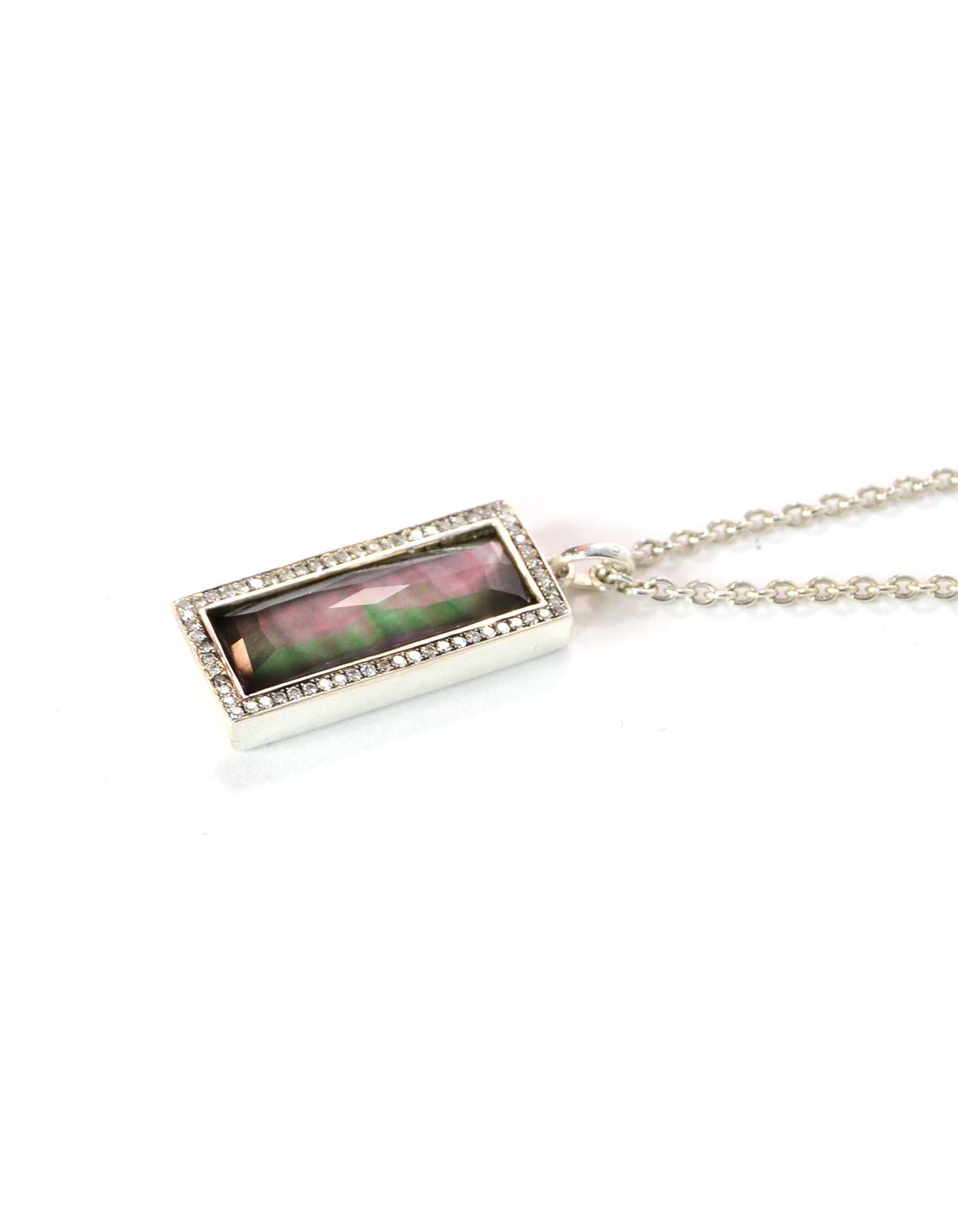 Ippolita Sterling Silver Quartz/Mother Of Pearl Pendant Necklace W/ Diamonds In Excellent Condition In New York, NY